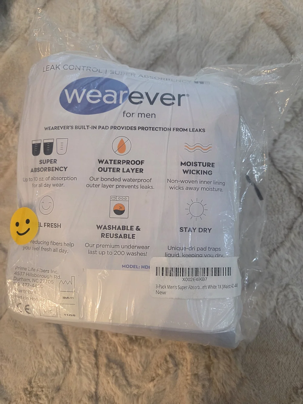 Wearever Men Incontinence Briefs  White Leak Control‎ & Super Absorbency Size XL